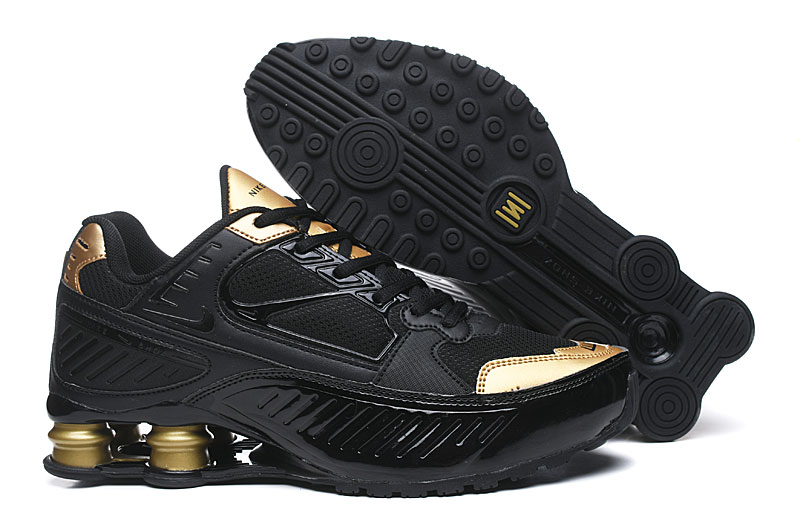 New 2020 Nike Shox R4 Black Gold Shoes